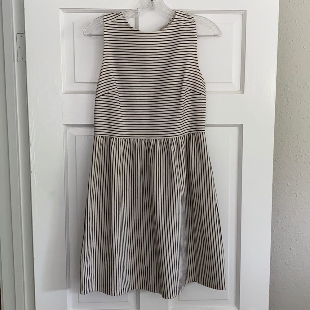 Loft black and white stripes dress